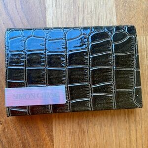 NWOT Simon Chang Brown Leather Business Cards Wallet